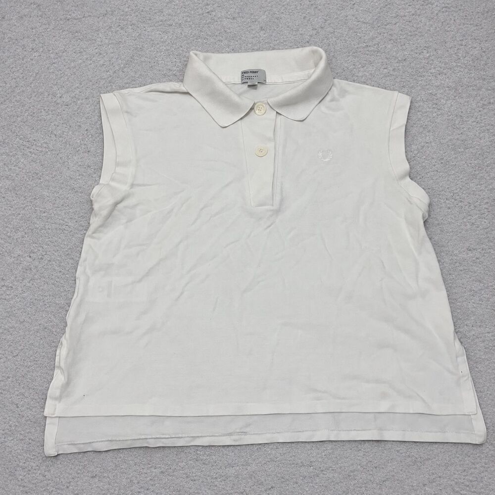 Fred Perry x Margaret Howell White Sleeveless Polo Shirt 14 Rare Collaboration